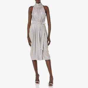 Tommy Hilfiger Women’s Pink Fog Foil-Knit Belted Cocktail and Party Dress Size 8